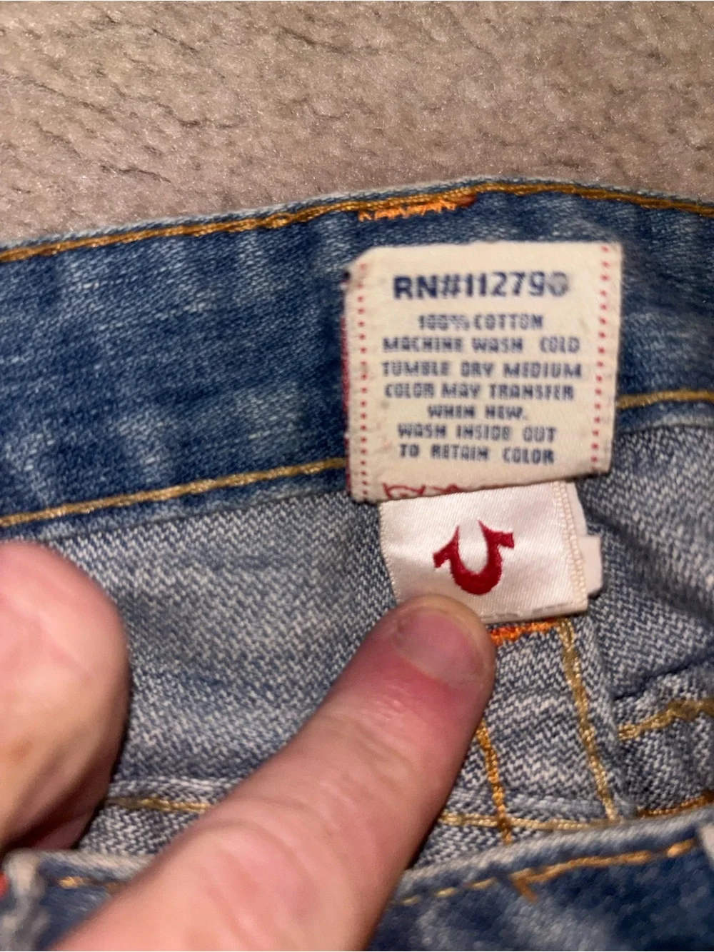 True Religion Joey Blue Denim Jeans Row Seat W 30 L 32 Actual 32”x32”